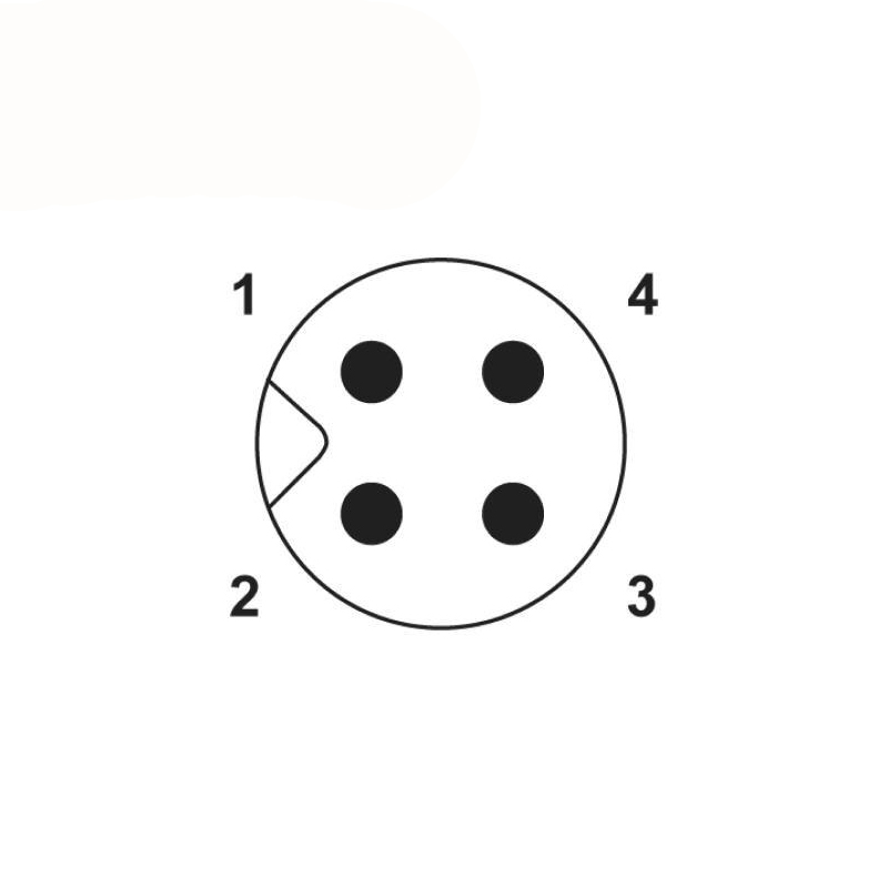 M5 4pins A code male right angle to female straight cable,unshielded,PVC,-40°C~+105°C,26AWG 0.14mm²,brass with nickel plated screw